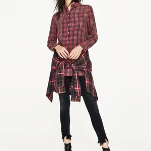 NWT ZARA Red Plaid Mix + Match Shirt